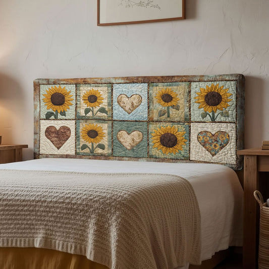 Rustic Sunflower And Heart WN1312075CL Quilted Headboard Slipcover