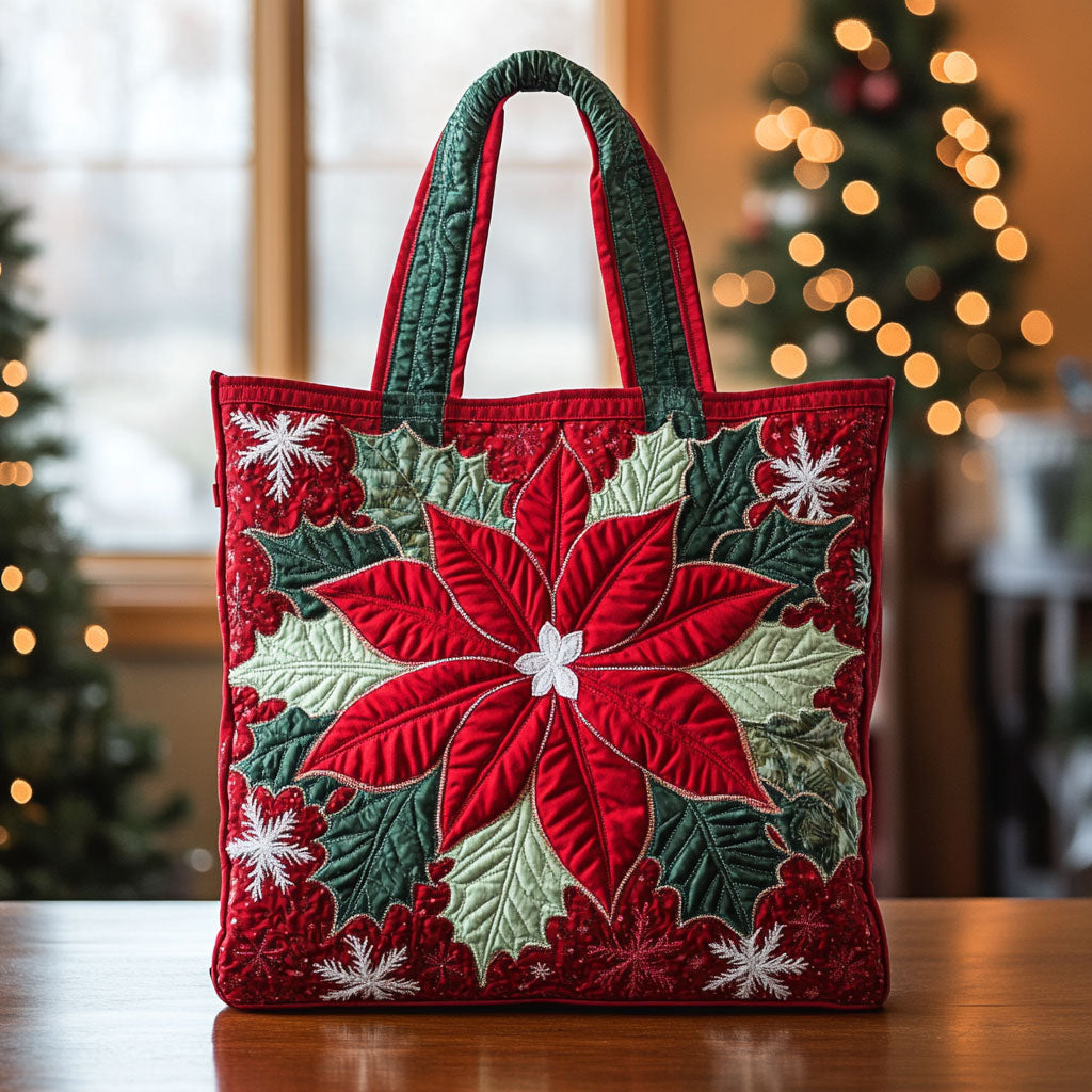Winter Poinsettia CP2209026CL Quilted Tote Bag