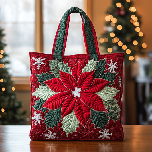 Winter Poinsettia CP2209026CL Quilted Tote Bag