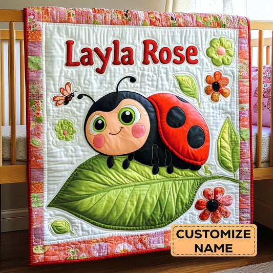 Ladybug Leaf WY2807025CL Personalized Baby Quilt