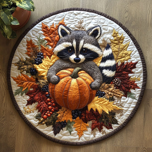Autumn Raccoon CW0407007CL Quilted Round Mat