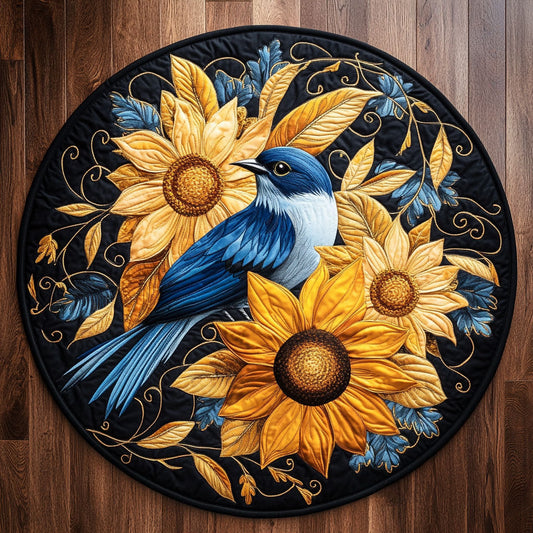 Sunflower Bird WX2005042CL Quilted Round Mat