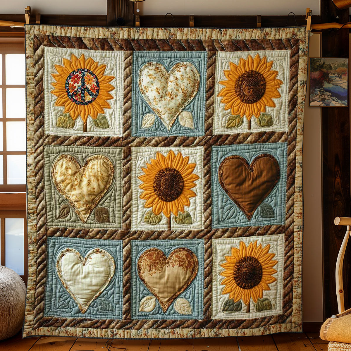 Golden Bloom Heart WN2211025CL Quilt