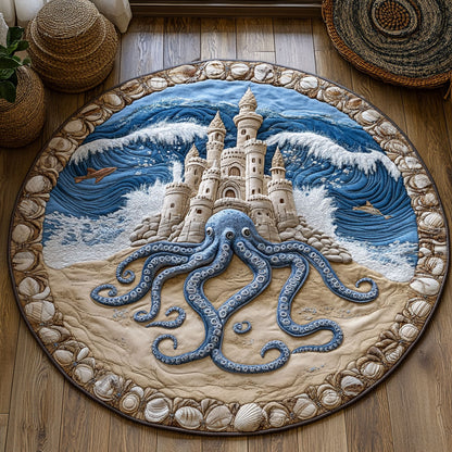 Sea Octopus Sandcastle WY1706066CL Quilted Round Mat