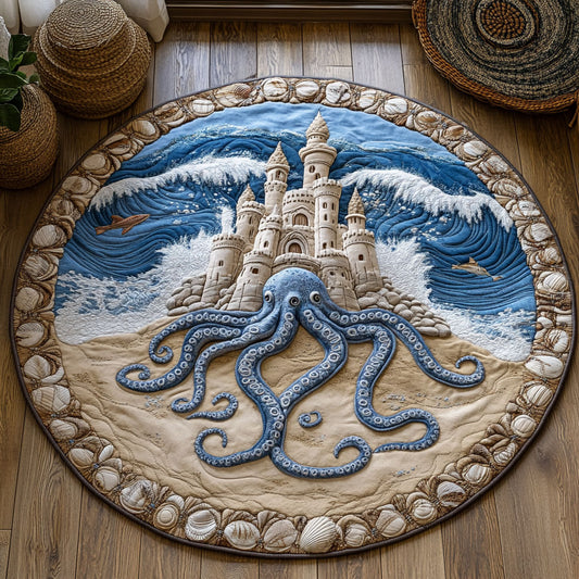 Sea Octopus Sandcastle WY1706066CL Quilted Round Mat