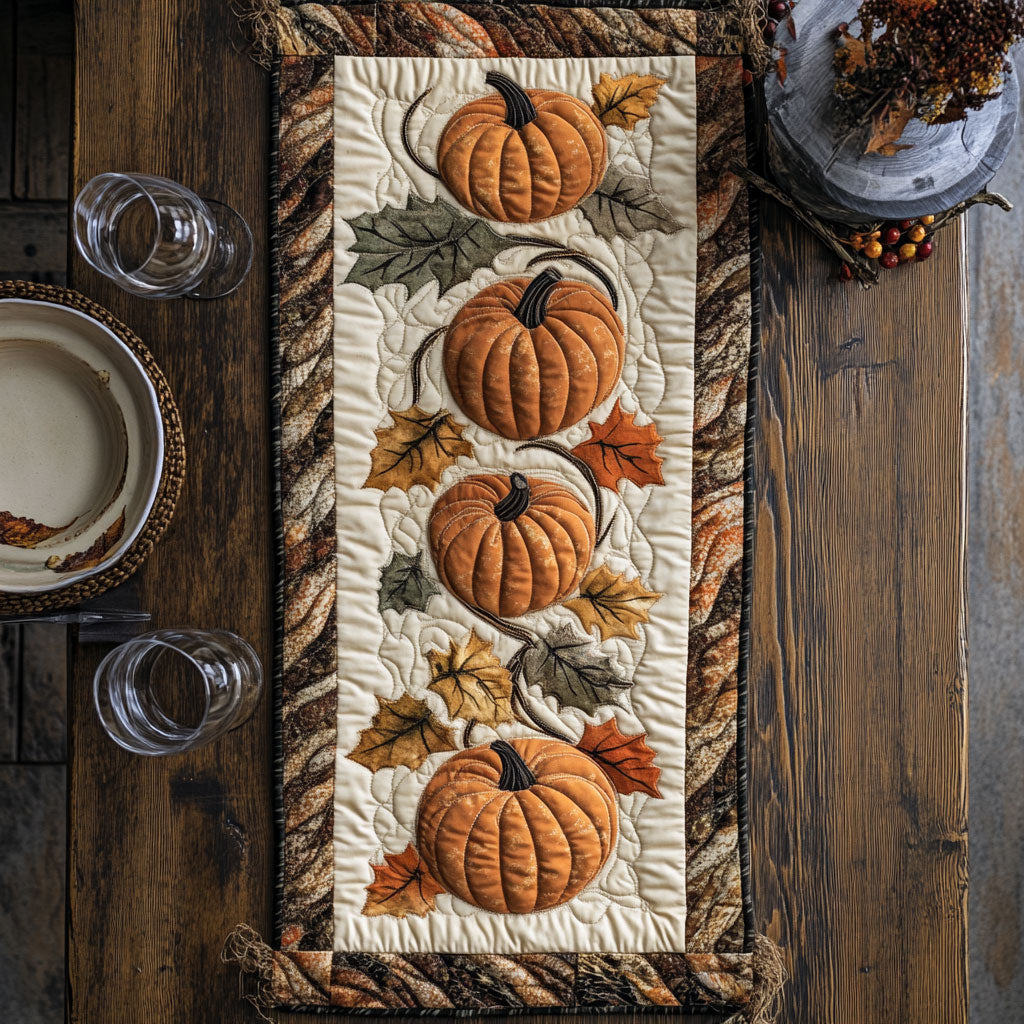 Pumpkin Harvest CP0606006CL Quilted Table Runner