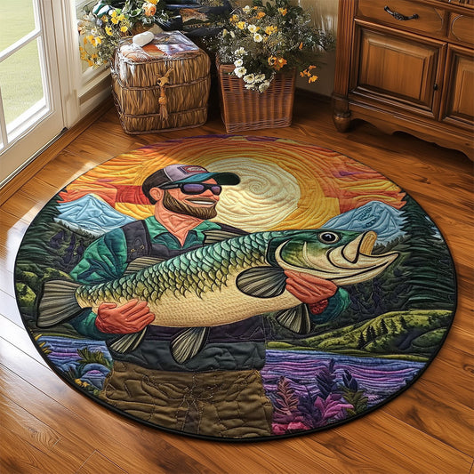 Fishing Man WJ0504042CL Quilted Round Mat