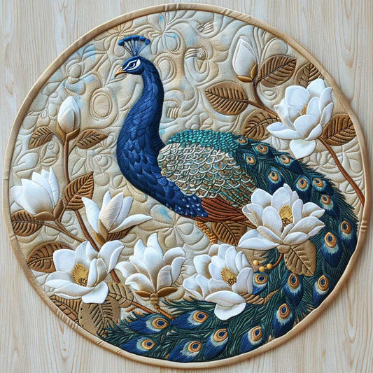Sparkling Peacock CQ2104009CL Quilted Round Mat