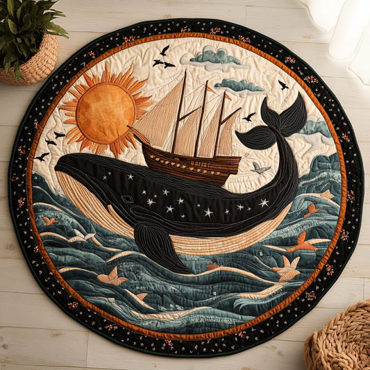 Whale Under Moonspell WN1607059CL Quilted Round Mat