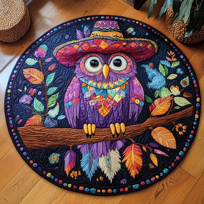 Sombrero Hat Owl WY2504019CL Quilted Round Mat