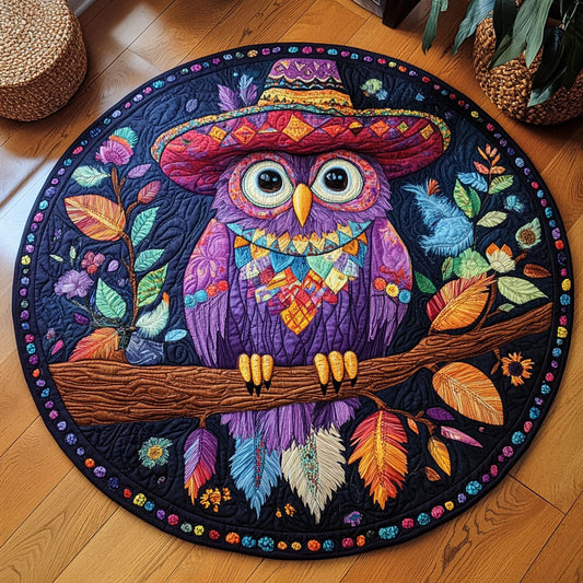 Sombrero Hat Owl WY2504019CL Quilted Round Mat