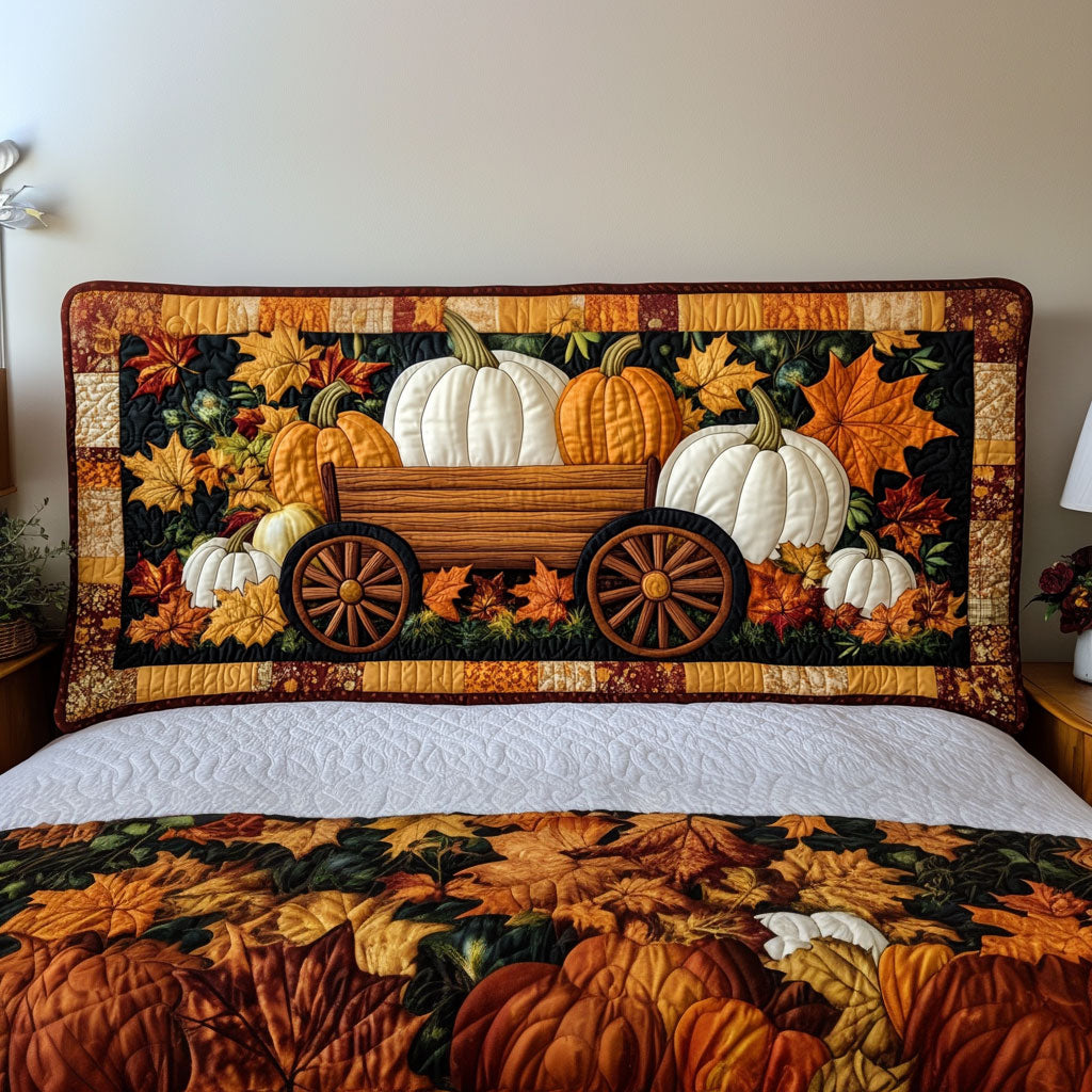 Autumn Pumpkins KL2912010CL Quilted Headboard Slipcover