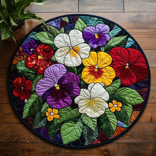 Pansies Bloom CW1505138CL Quilted Round Mat