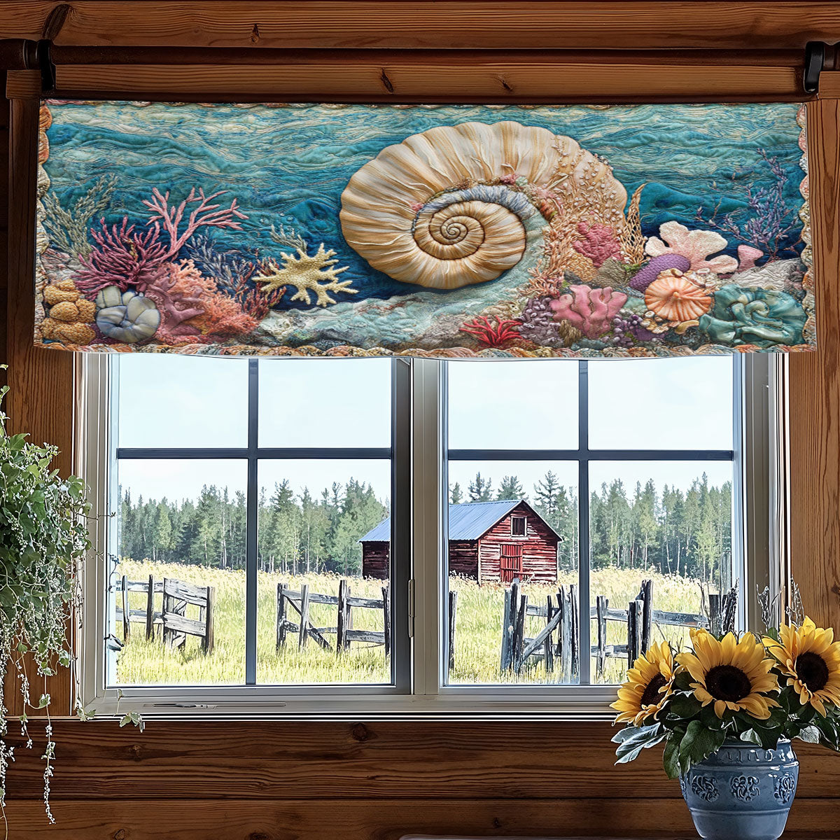 Seashell Echo Tide WN2306033CL Quilted Valance