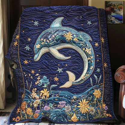 Dolphin In Floral Ocean WY0304016CL Quilt