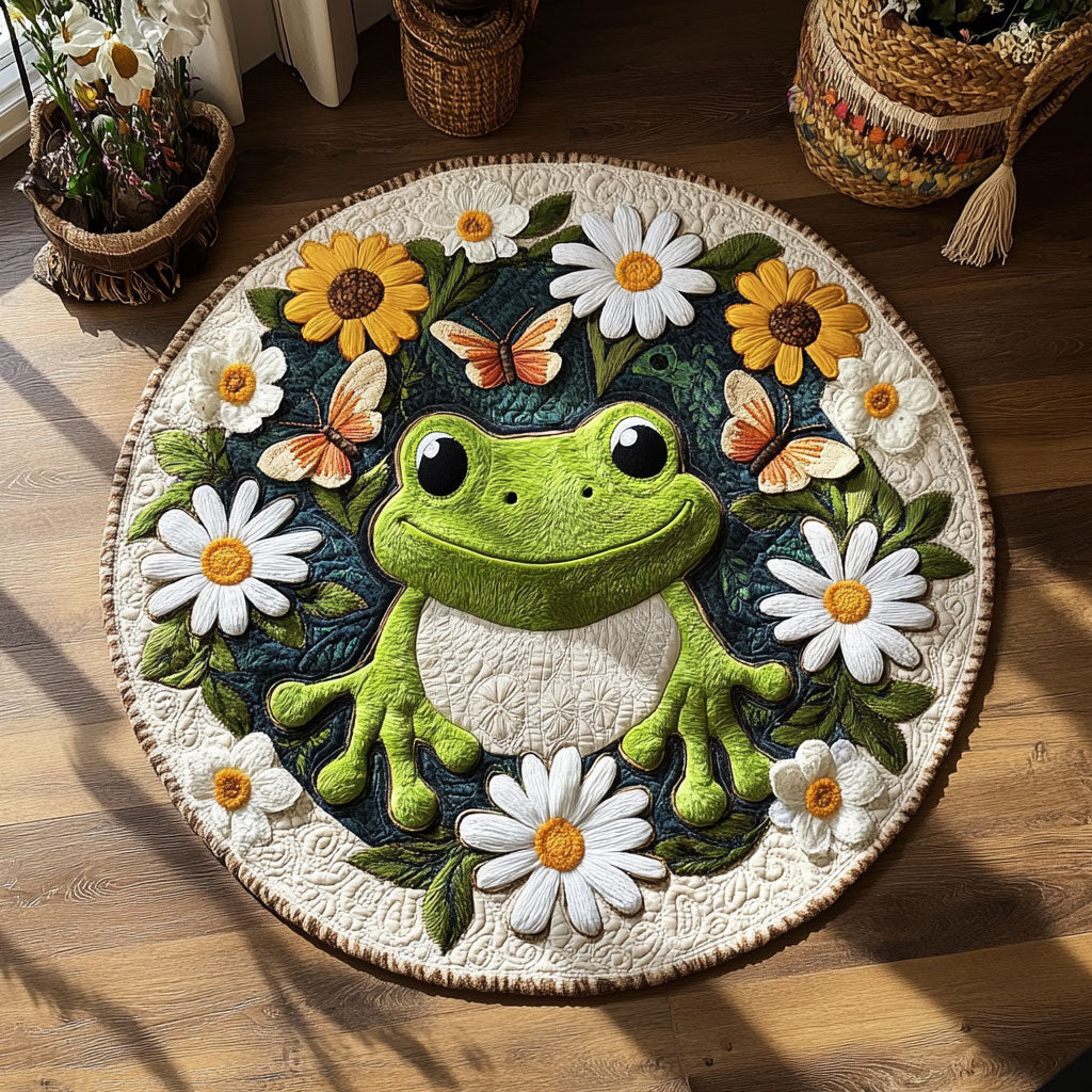 Frog Bloom WY0805018CL Quilted Round Mat