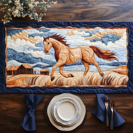 Galloping Horse In Meadow WY0506027CL Quilted Table Runner