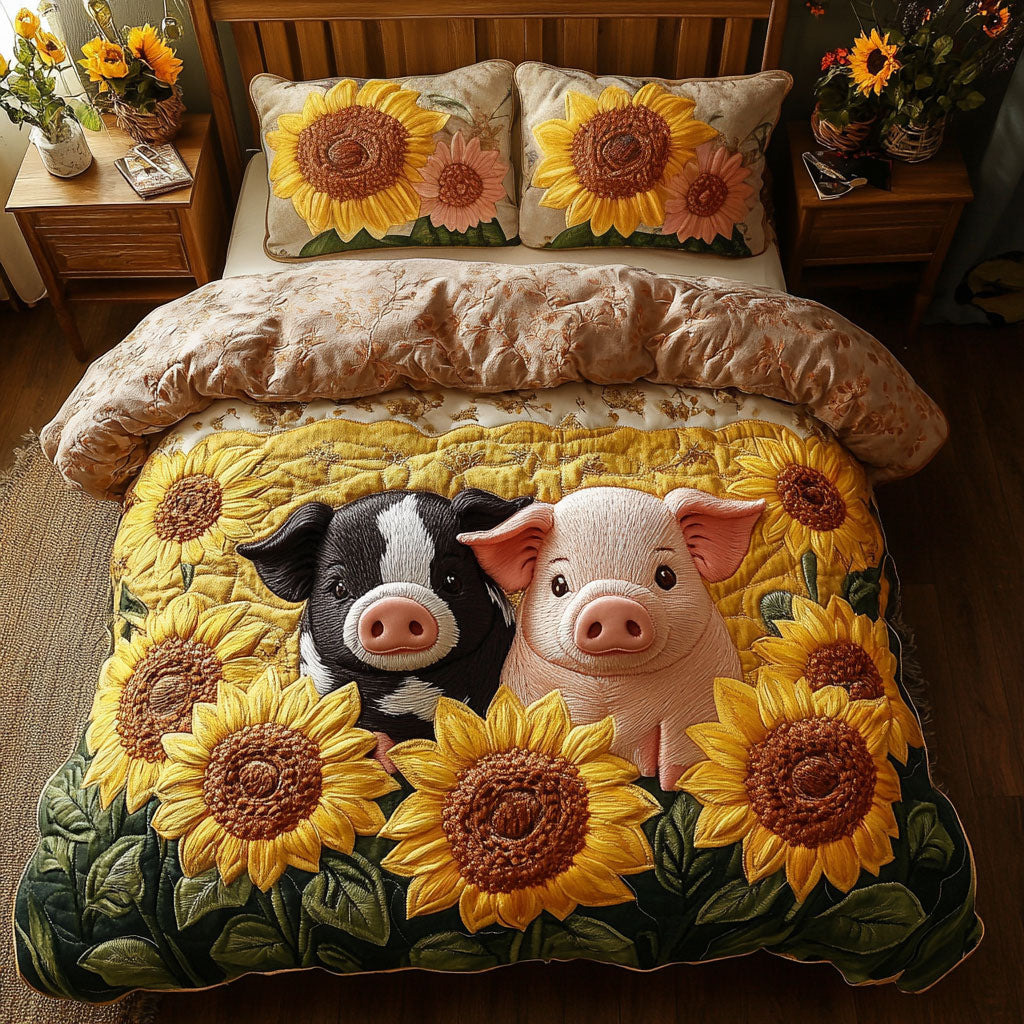 Pigs and Sunflower CW0801043CL Duvet Cover Set