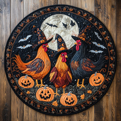 Moonlit Henhouse Haunt WY0108090CL Quilted Round Mat