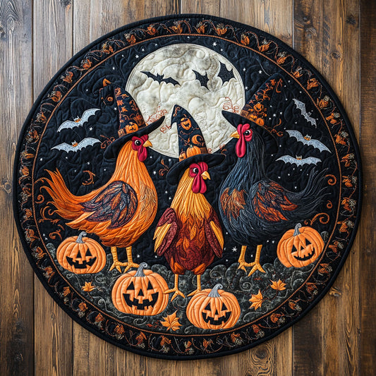 Moonlit Henhouse Haunt WY0108090CL Quilted Round Mat