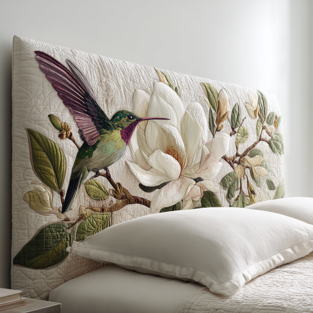 Hummingbird And Magnolias XR1912005CL Quilted Headboard Slipcover