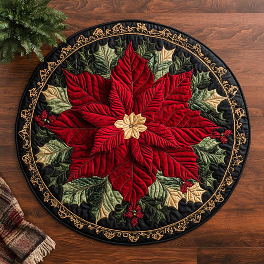 Poinsettia CM2504033CL Quilted Round Mat