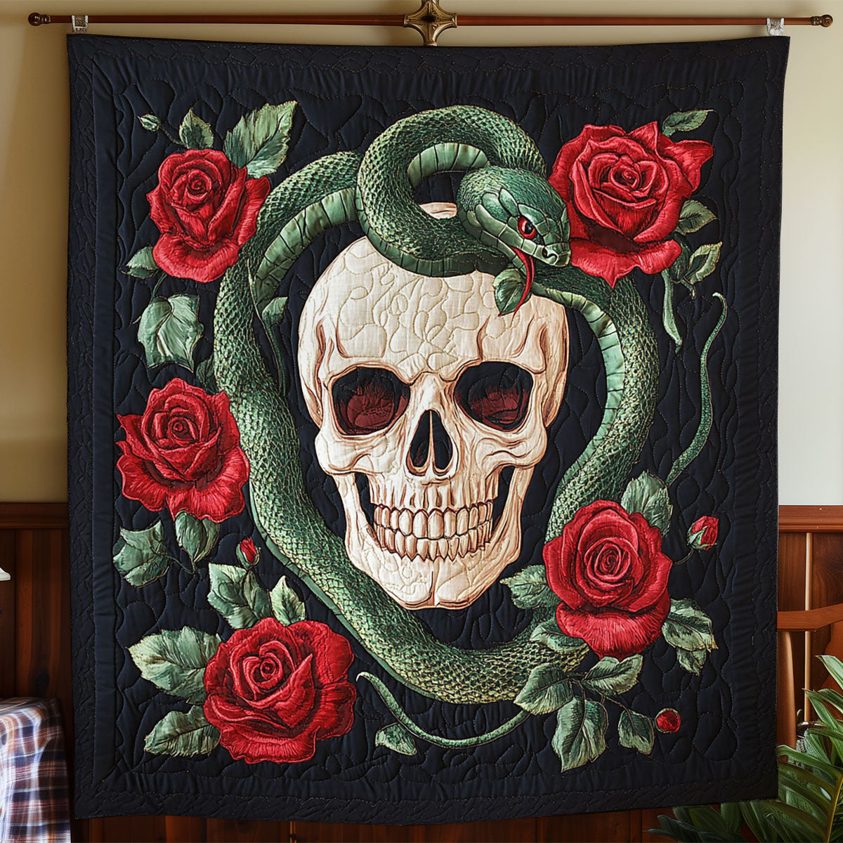 Snake Rose Skull CP1704107CL Quilt