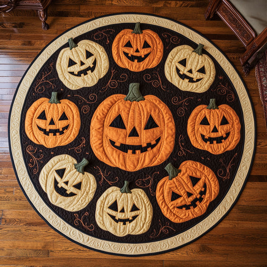 Pumpkin Circle CW1908028CL Quilted Round Mat