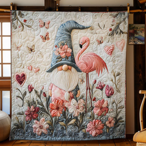 Flamingo Love Gnome WN0701032CL Quilt