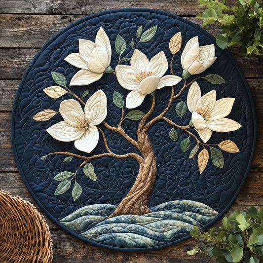 Magnolia Tree Flower WX1205016CL Quilted Round Mat
