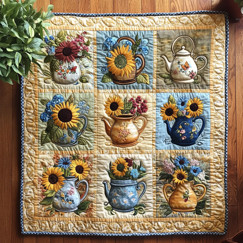 Floral Teapots CW0107025CL Quilt