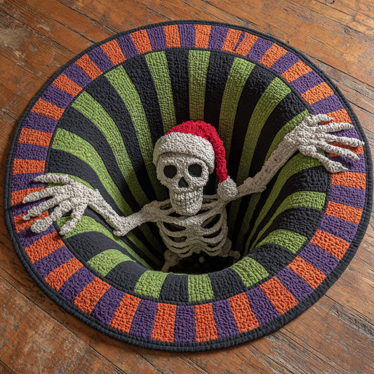 Skeleton Santa Shadow WN2609077CL Quilted Round Mat