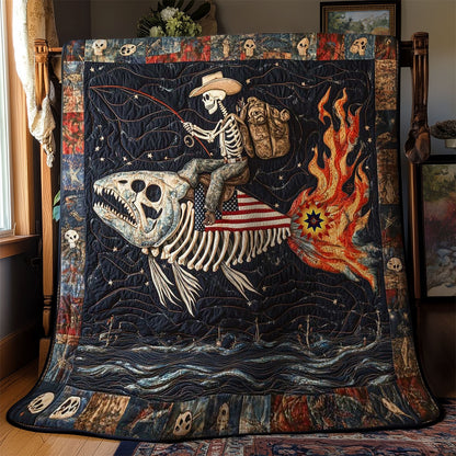 Patriotic Skeleton Ride WN0612076CL Quilt