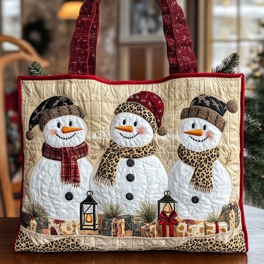 Snowman Winter Family CW1411082CL Quilted Tote Bag