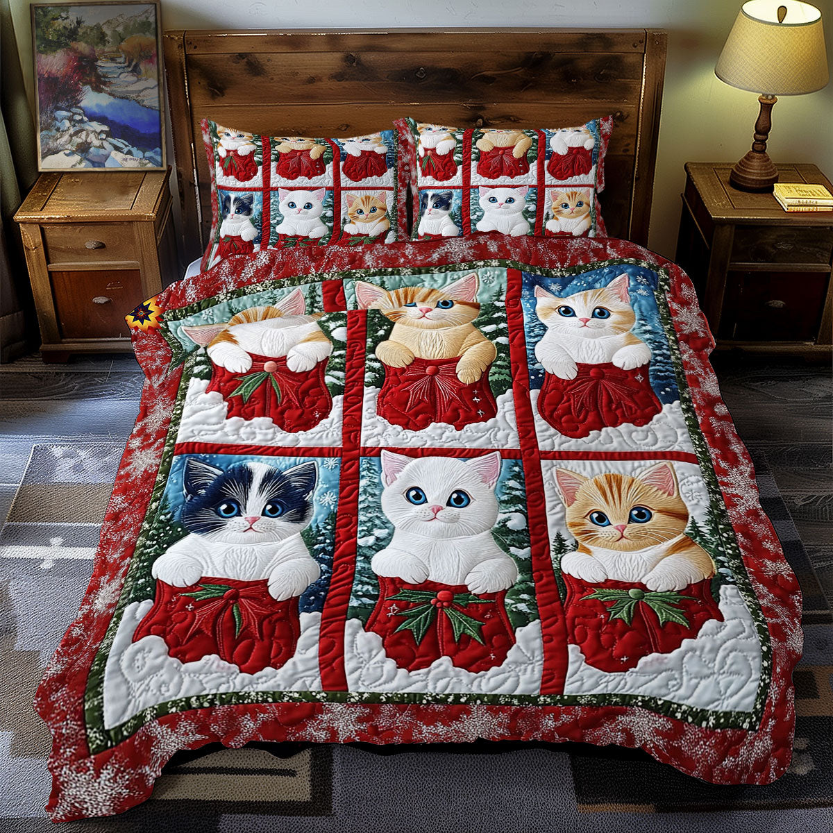 Christmas Kitten WY0712061CL Duvet Cover Set