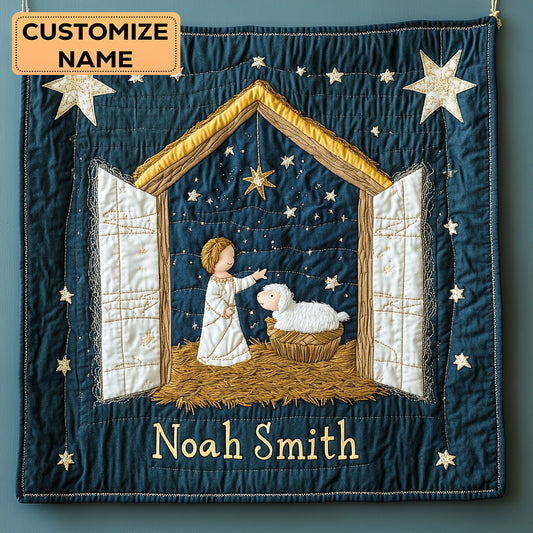 Little Lamb And Star WY2507020CL Personalized Baby Quilt