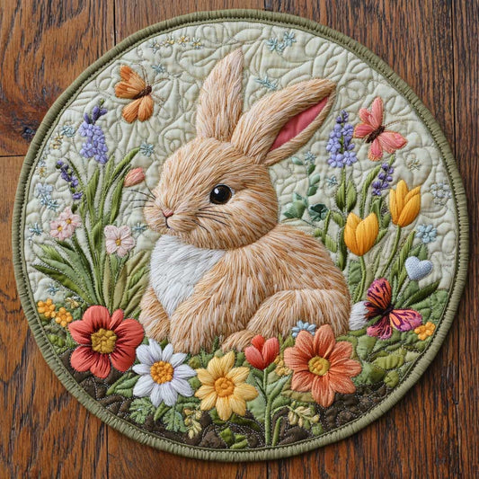 Cute Rabbit CQ1005030CL Quilted Round Mat