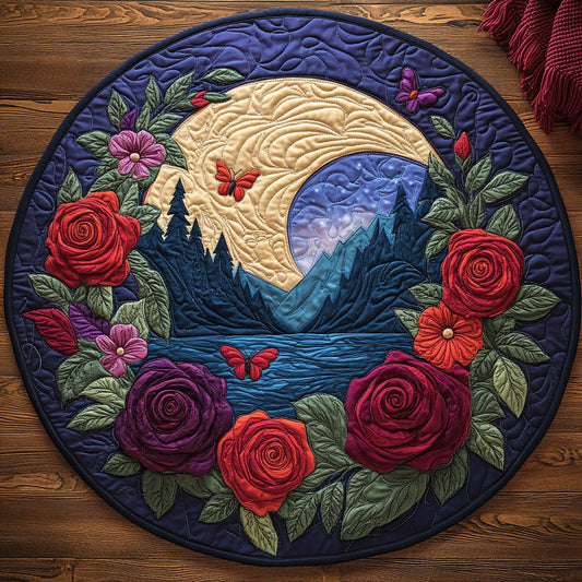 Butterfly Rose Garden WP0304018CL Quilted Round Mat