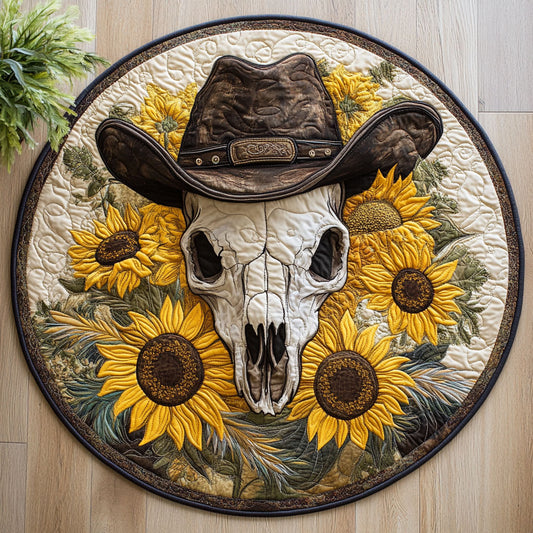 Skull Sunflower CW0807042CL Quilted Round Mat