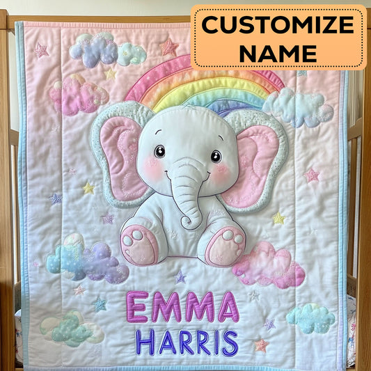 Elephant Rainbow Dream CW2407005CL Personalized Baby Quilt