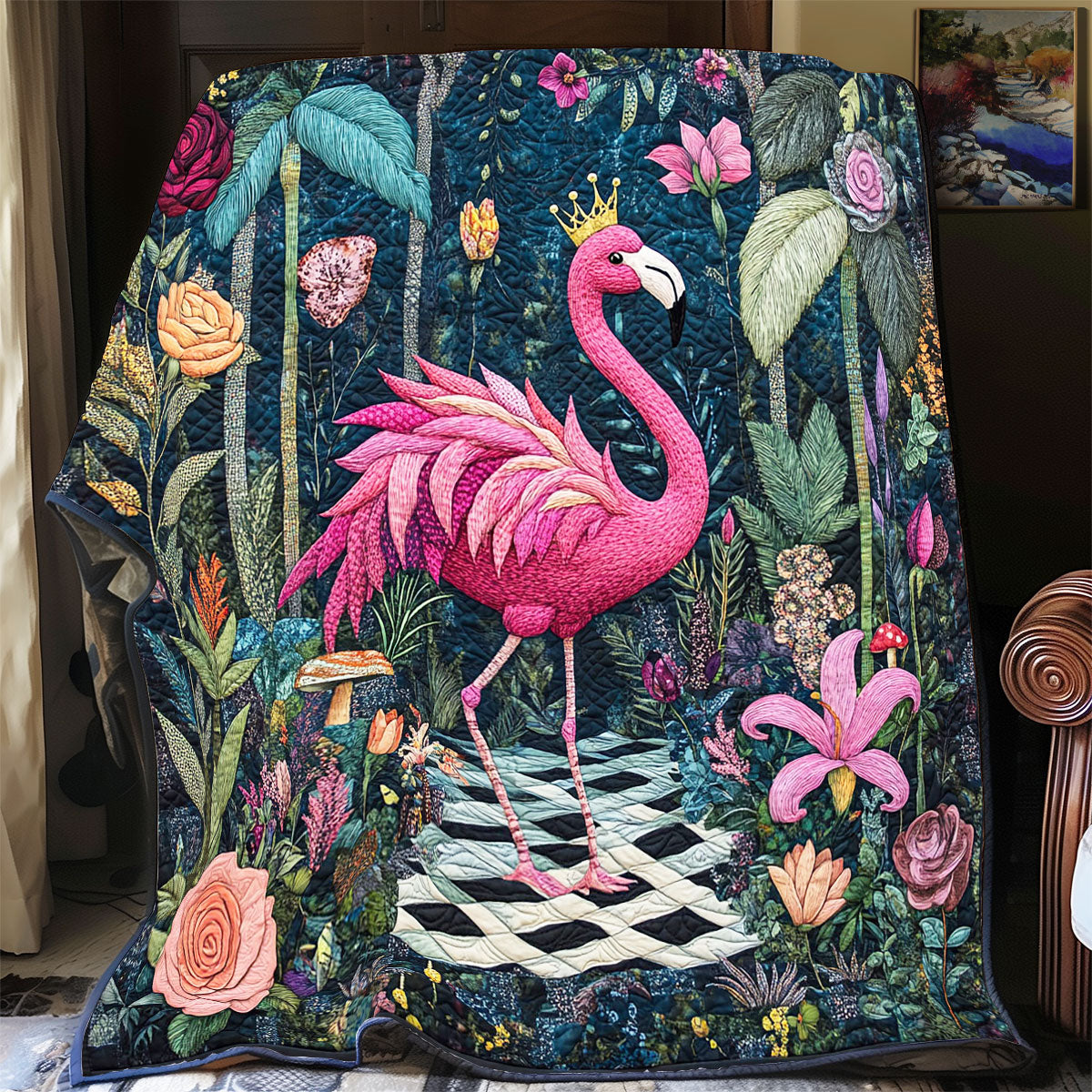Floral Flamingo Realm WP2003024CL Quilt