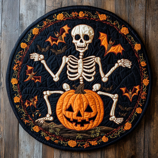 Mystic Pumpkin Skull CW1707039CL Quilted Round Mat
