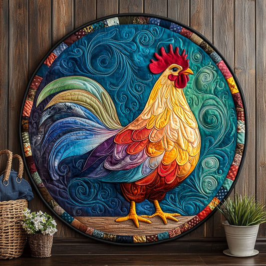 Rainbow Rooster CM3005045CL Quilted Round Mat