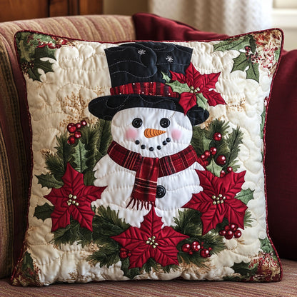 Snowman Poinsettia CW0110079CL Quilt Pillow Case
