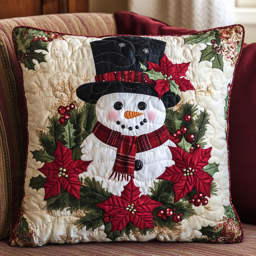 Snowman Poinsettia CW0110079CL Quilt Pillow Case