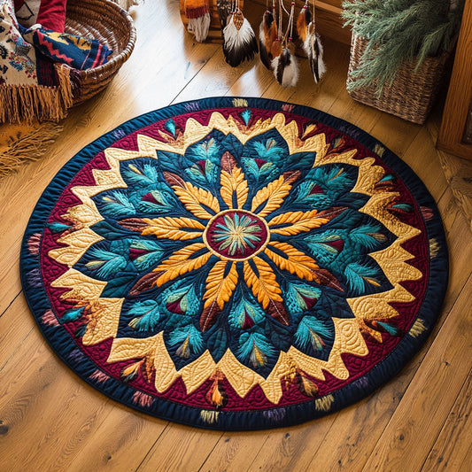 Feathered Pattern WX0805051CL Quilted Round Mat