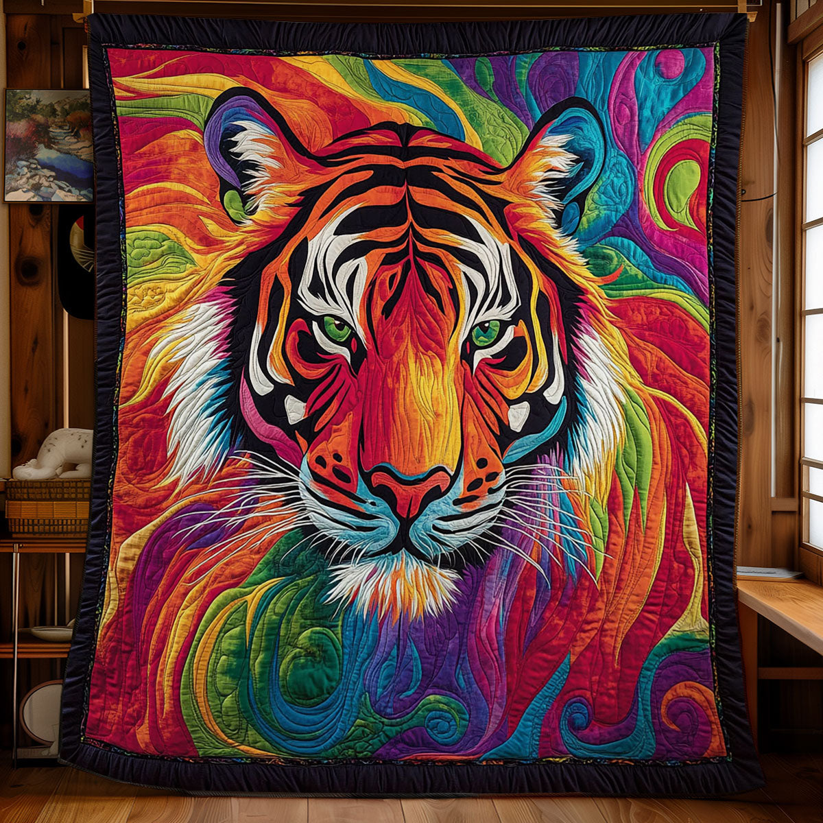 Colorful Abstract Tiger WY1401029CL Quilt