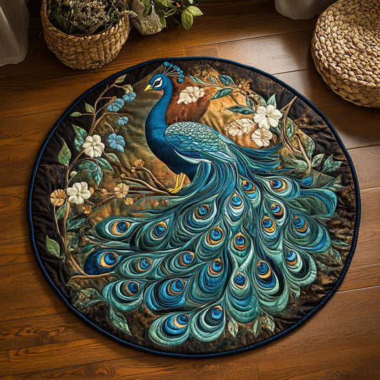 Vintage Peacock WY0206049CL Quilted Round Mat