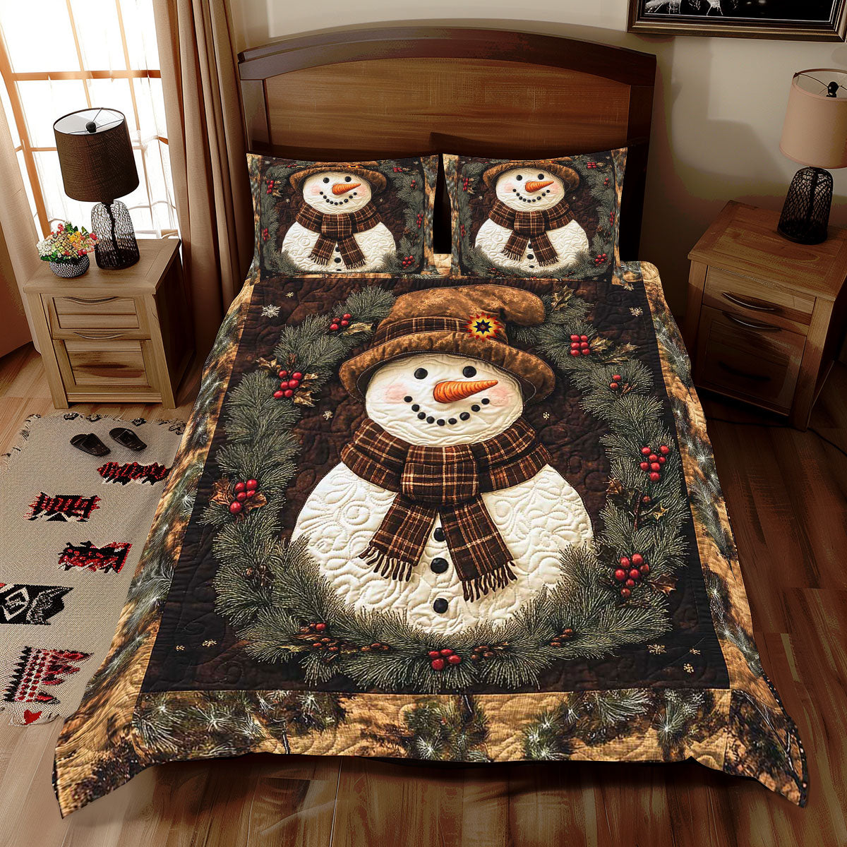 Vintage Christmas Snowman WP2111022CL Duvet Cover Set