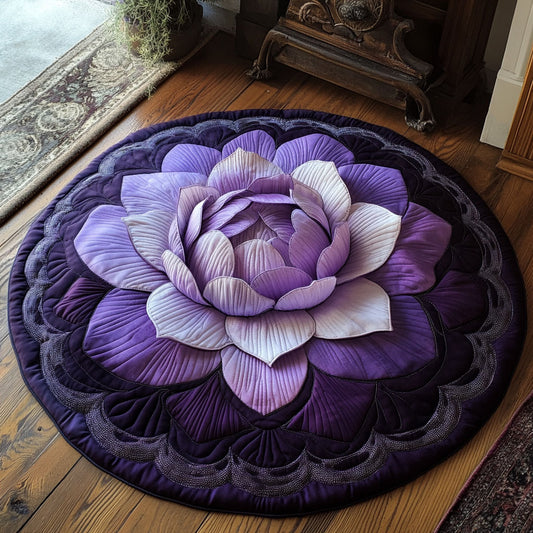 Purple Petals CP0912063CL Quilted Round Mat